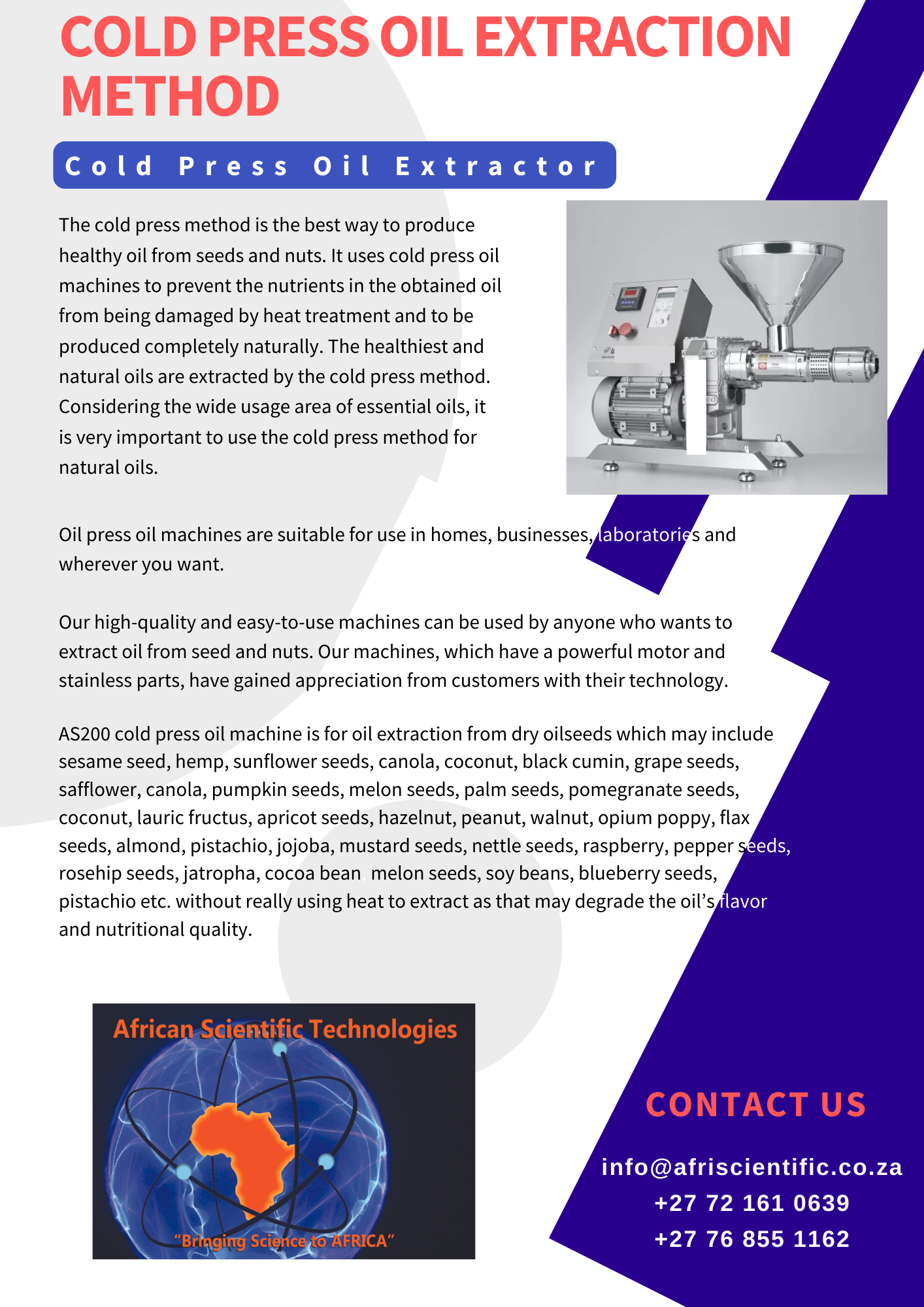 AST Cold press Oil Extractor AST Cold press Oil Extractor
