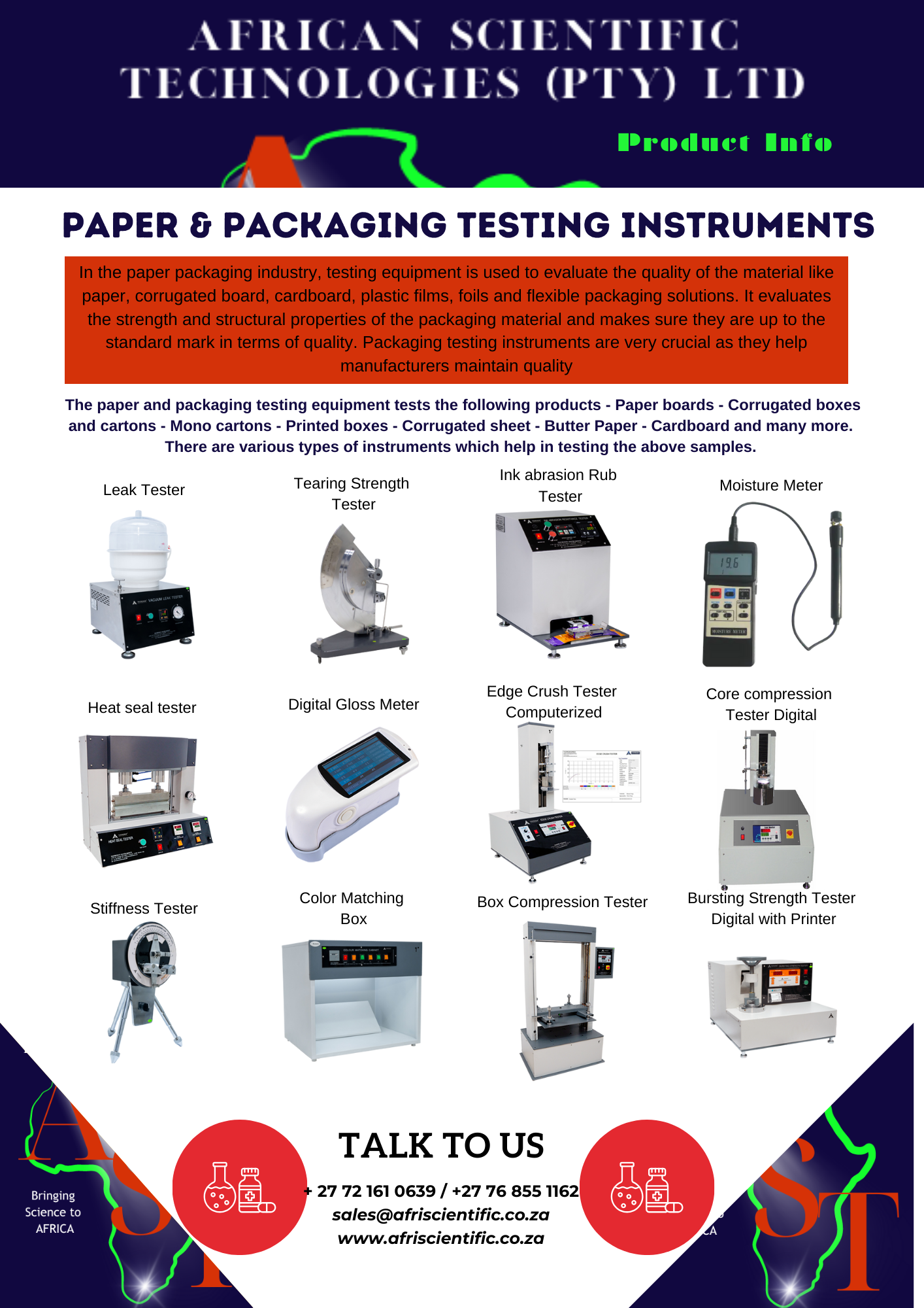 AST Paper & Packaging Testing Instruments AST Paper & Packaging Testing Instruments